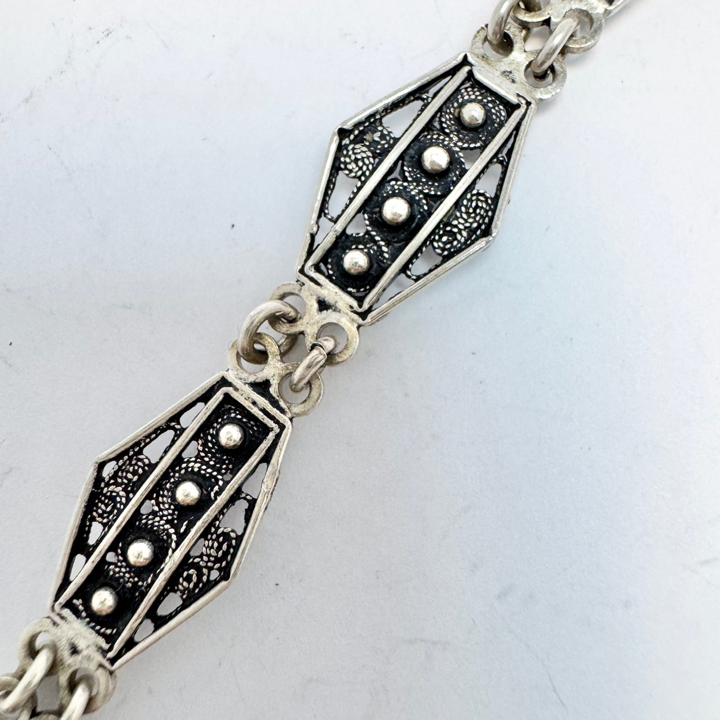 Austria-Hungary ca 1920. Antique Art Deco Solid Silver Filigree Bracelet.