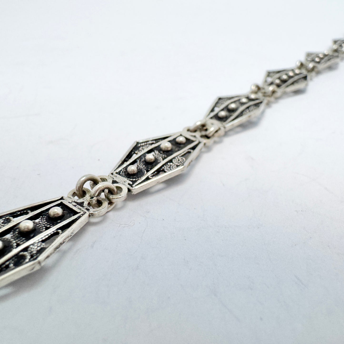 Austria-Hungary ca 1920. Antique Art Deco Solid Silver Filigree Bracelet.
