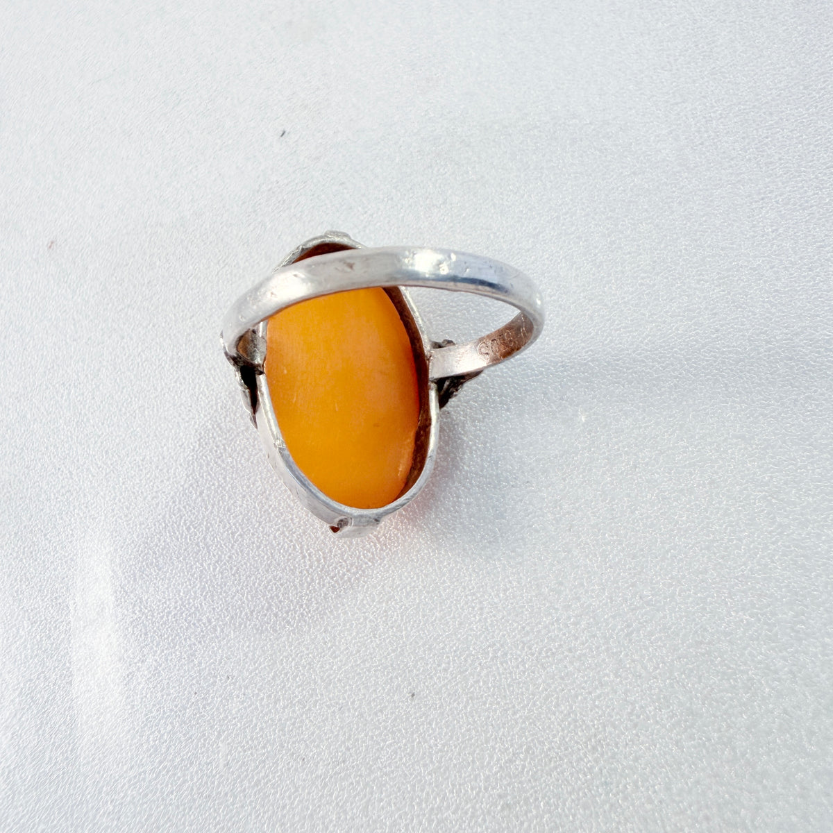 Early-mid 1900s Solid 830 Silver Amber Ring. Prob. Denmark.