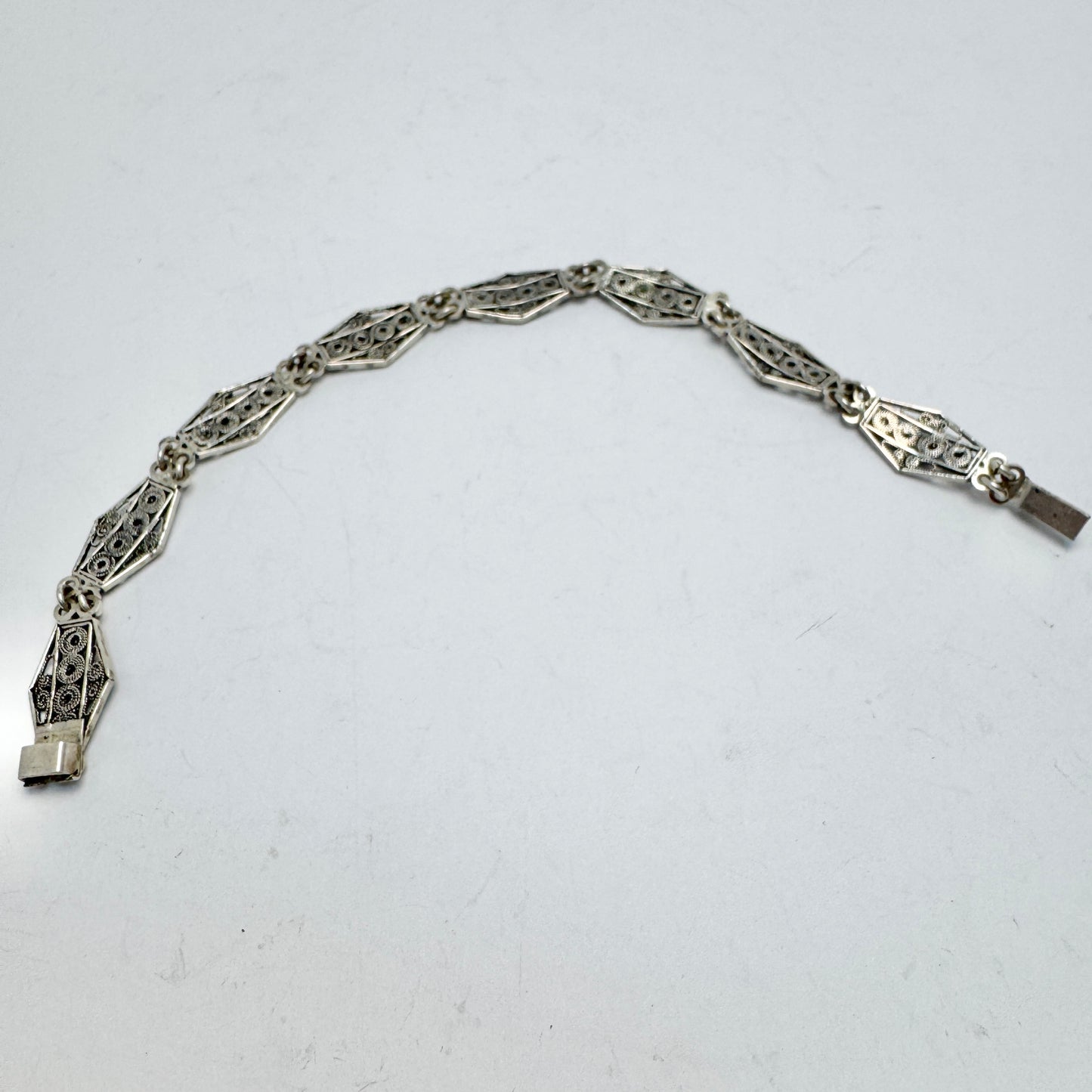 Austria-Hungary ca 1920. Antique Art Deco Solid Silver Filigree Bracelet.