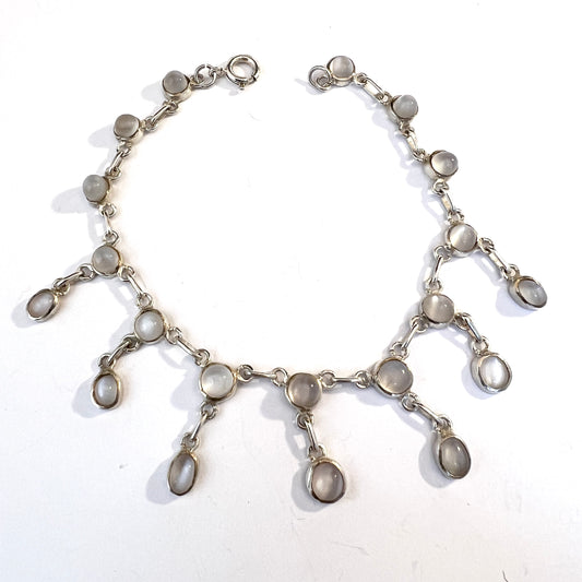 Vintage Solid Silver Moonstone Bracelet.