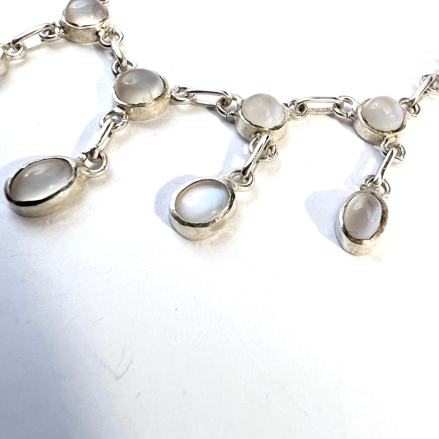Vintage Solid Silver Moonstone Bracelet.