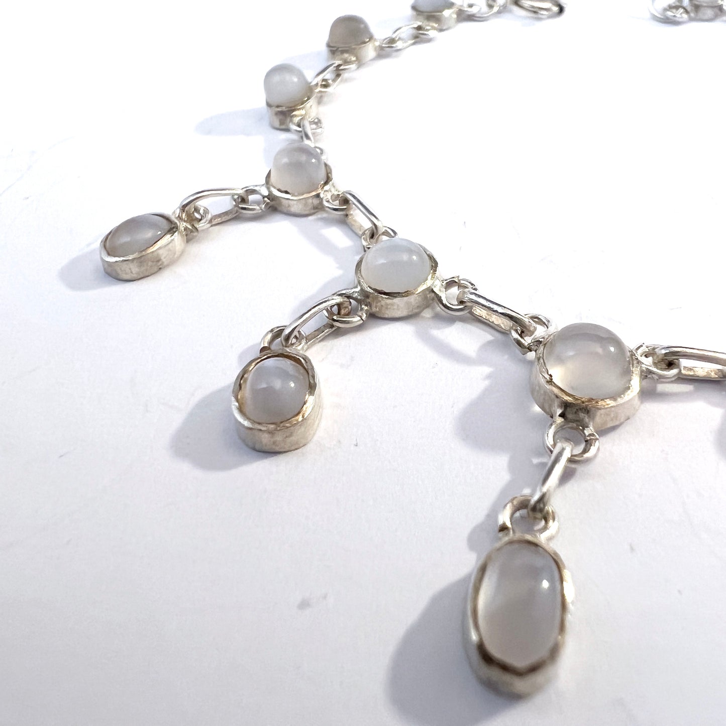 Vintage Solid Silver Moonstone Bracelet.