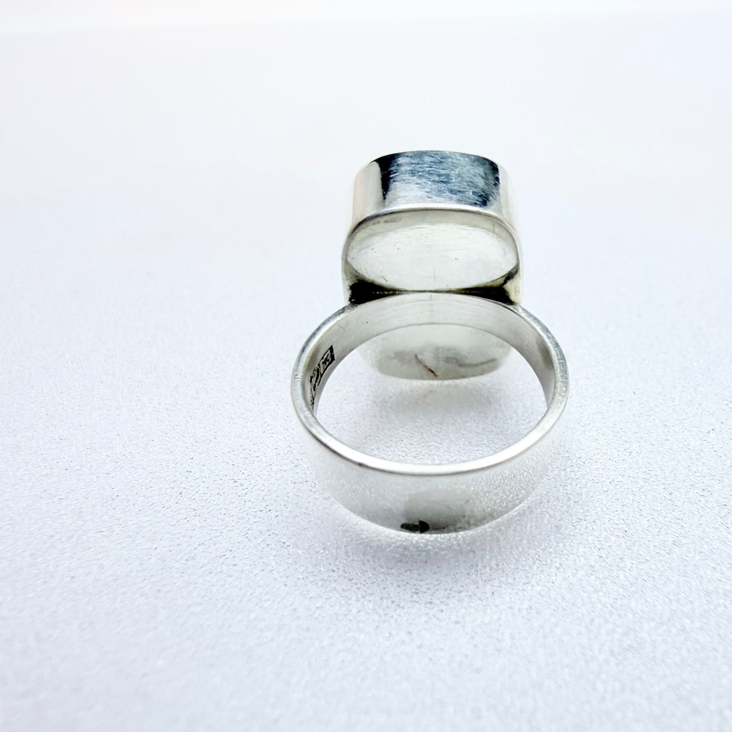 Kalevala Koru, Finland 1964. Vintage Solid Silver Spectrolite Ring.