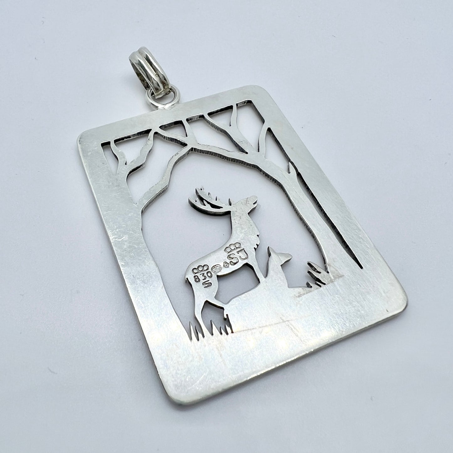 S.A.J Jacobsen, Denmark 1940s. Solid Silver Pendant.