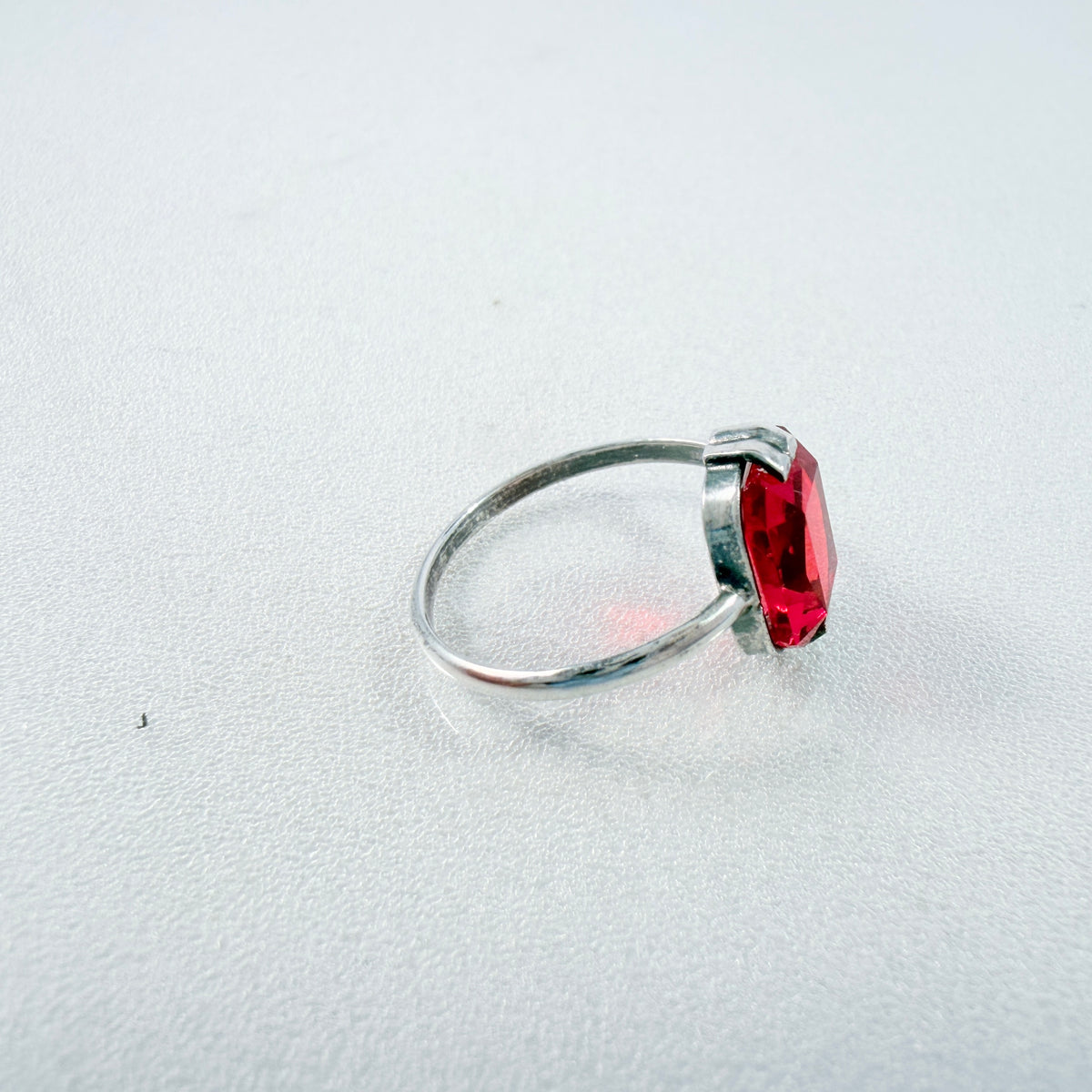 Svedboms, Sweden 1951. Vintage Solid Silver Blood Red Synthetic Spinel Ring.