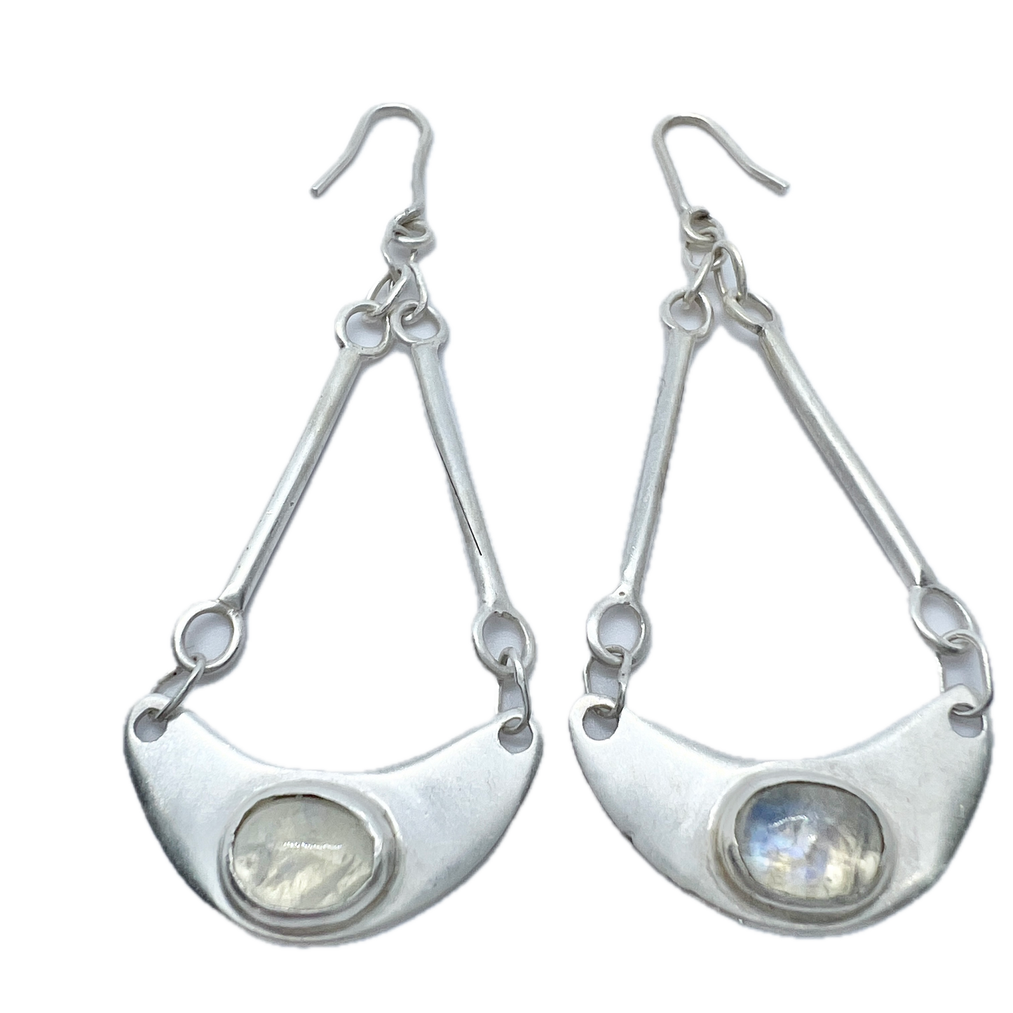 Vintage 950 Sterling Silver Moonstone Earrings.