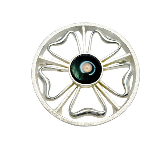 Kalevala Koru, Finland. Vintage Sterling Silver Spectrolite Brooch.