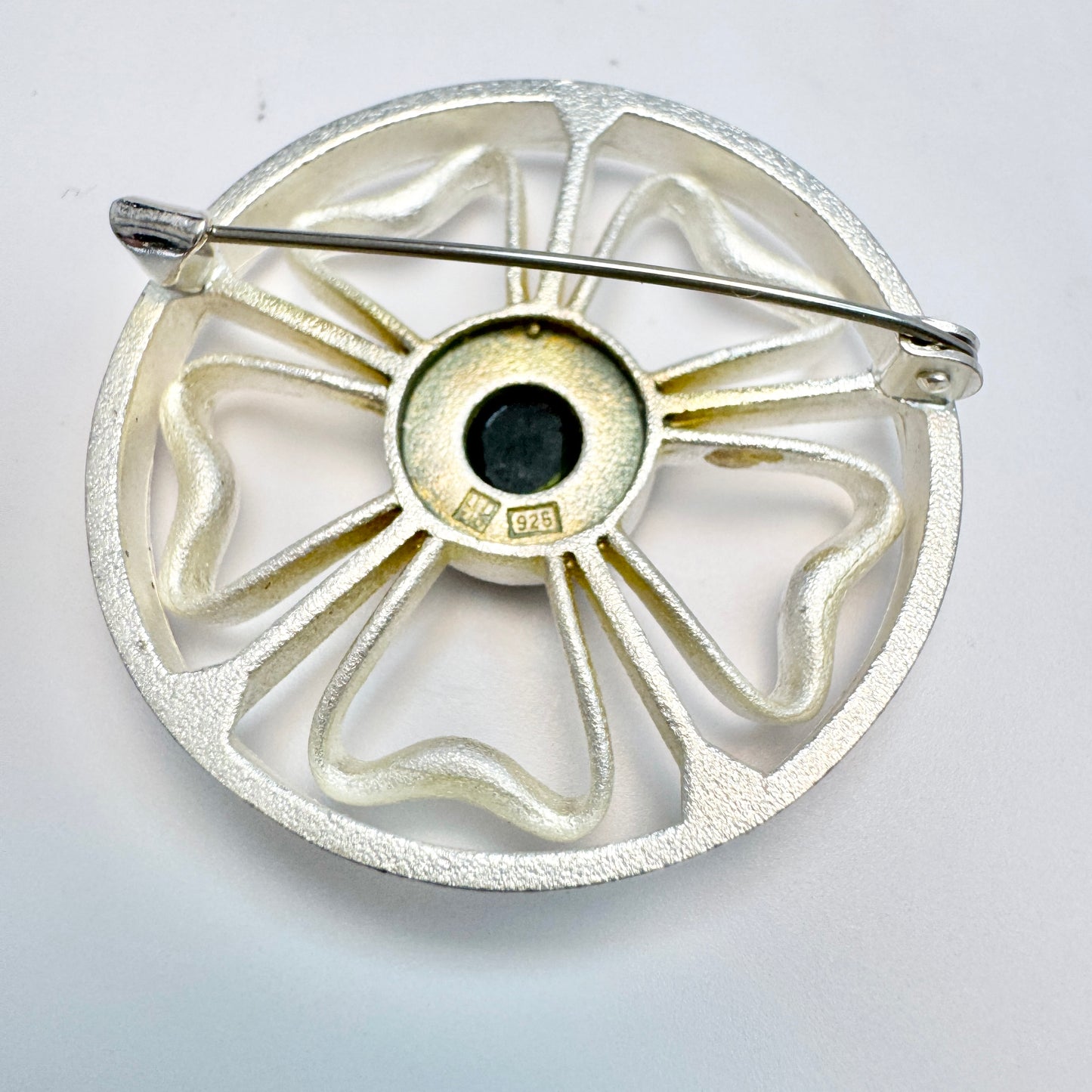 Kalevala Koru, Finland. Vintage Sterling Silver Spectrolite Brooch.