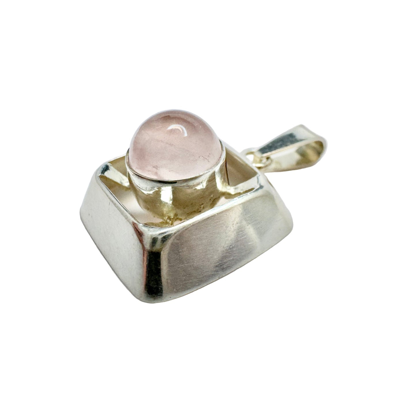 Finland 1960-70s. Vintage Solid Silver Rose Quartz Pendant.