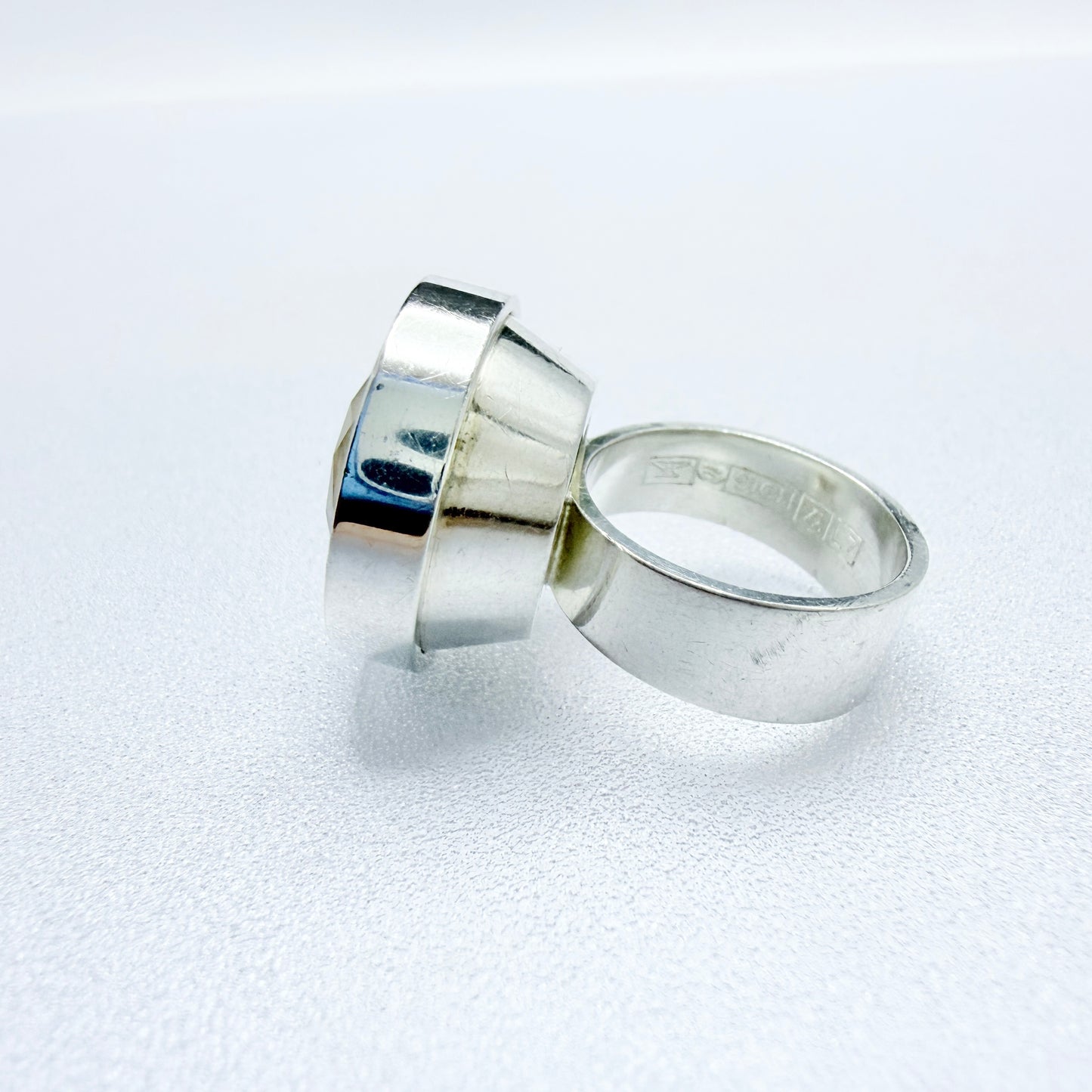 Elis Kauppi, Kupittaan Kulta, Finland 1964. Vintage Solid Silver Rock Crystal Ring