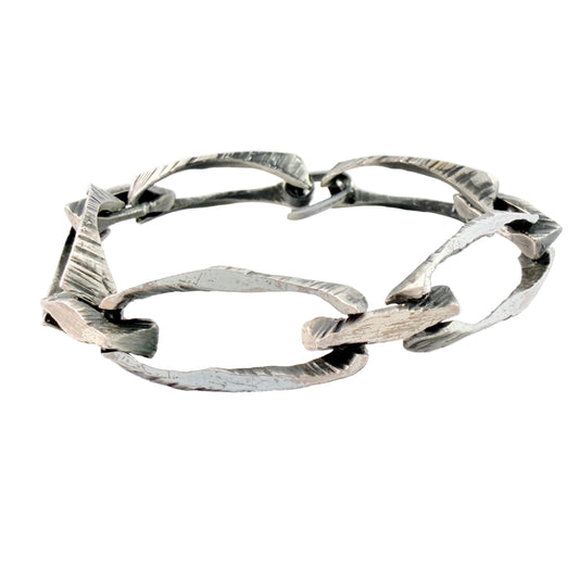 Karl & Laine for Sten & Laine, Finland 1976. Vintage Brutalist Sterling Silver Bracelet.