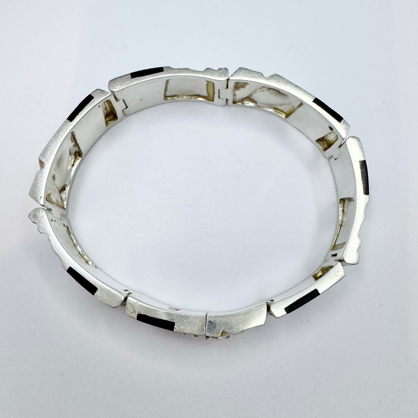 Zoltan Popovits for Lapponia, Finland 1986. Vintage Sterling Silver Ebony Bracelet