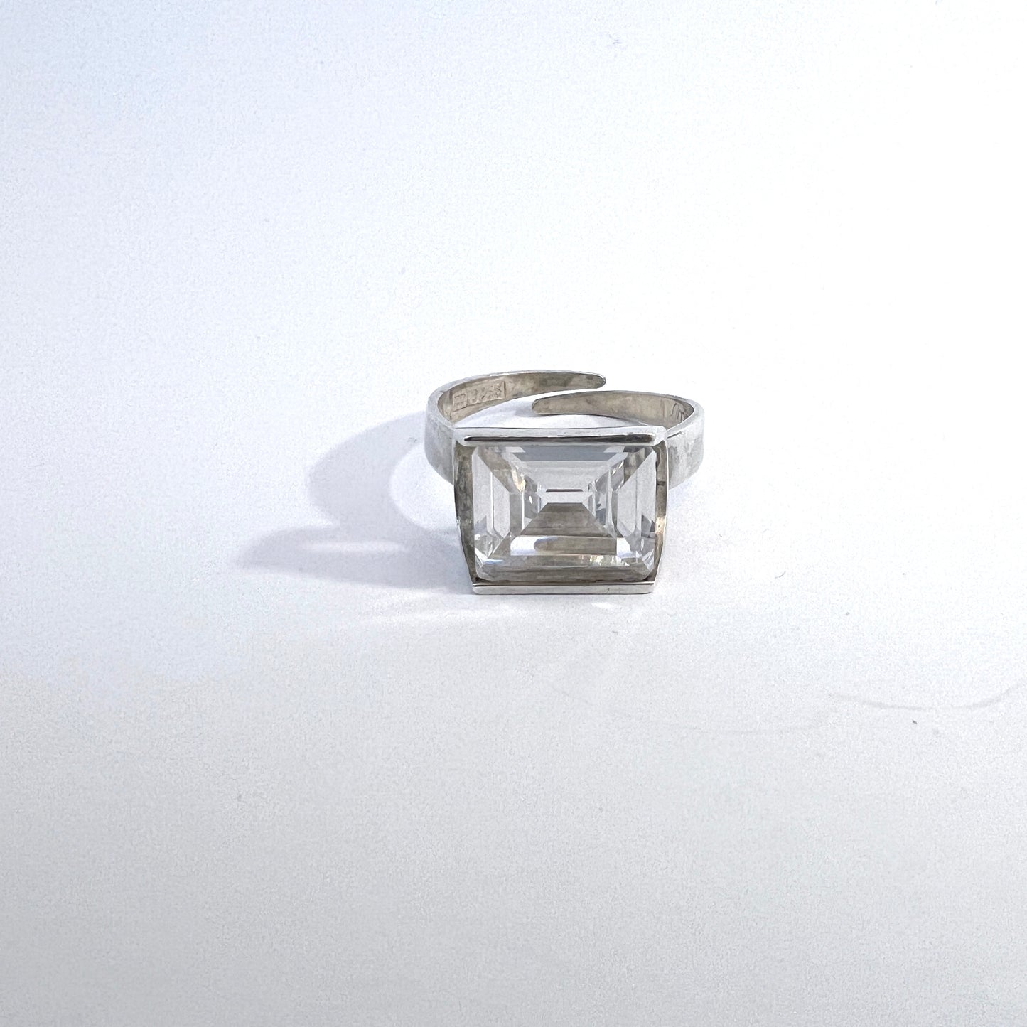 Bengt Hallberg, Sweden 1974. Vintage Sterling Silver Rock Crystal Ring.