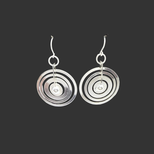 Tapio Wirkkala for Kultakeskus, Finland. Vintage Sterling Silver Earrings. Silver Moon