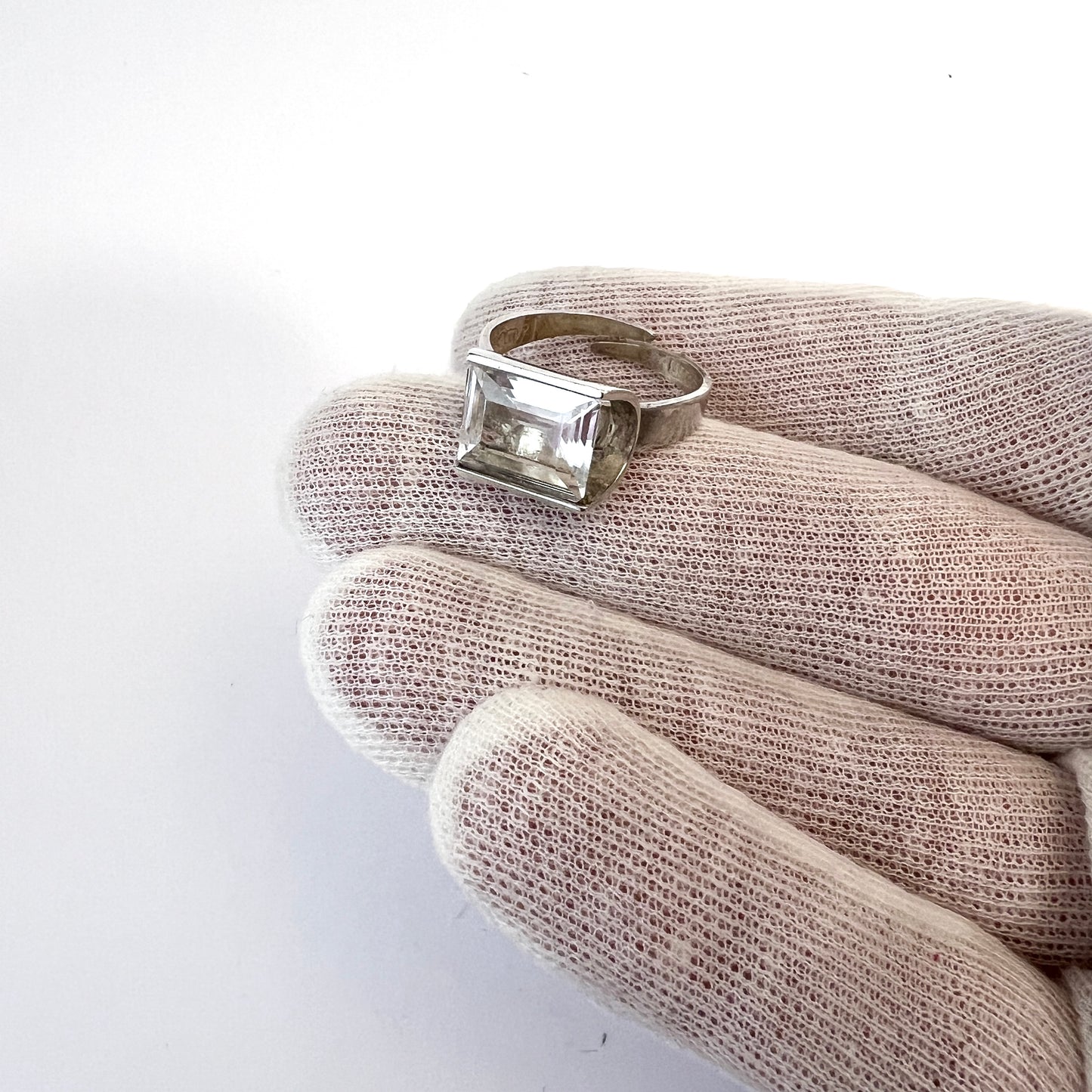 Bengt Hallberg, Sweden 1974. Vintage Sterling Silver Rock Crystal Ring.