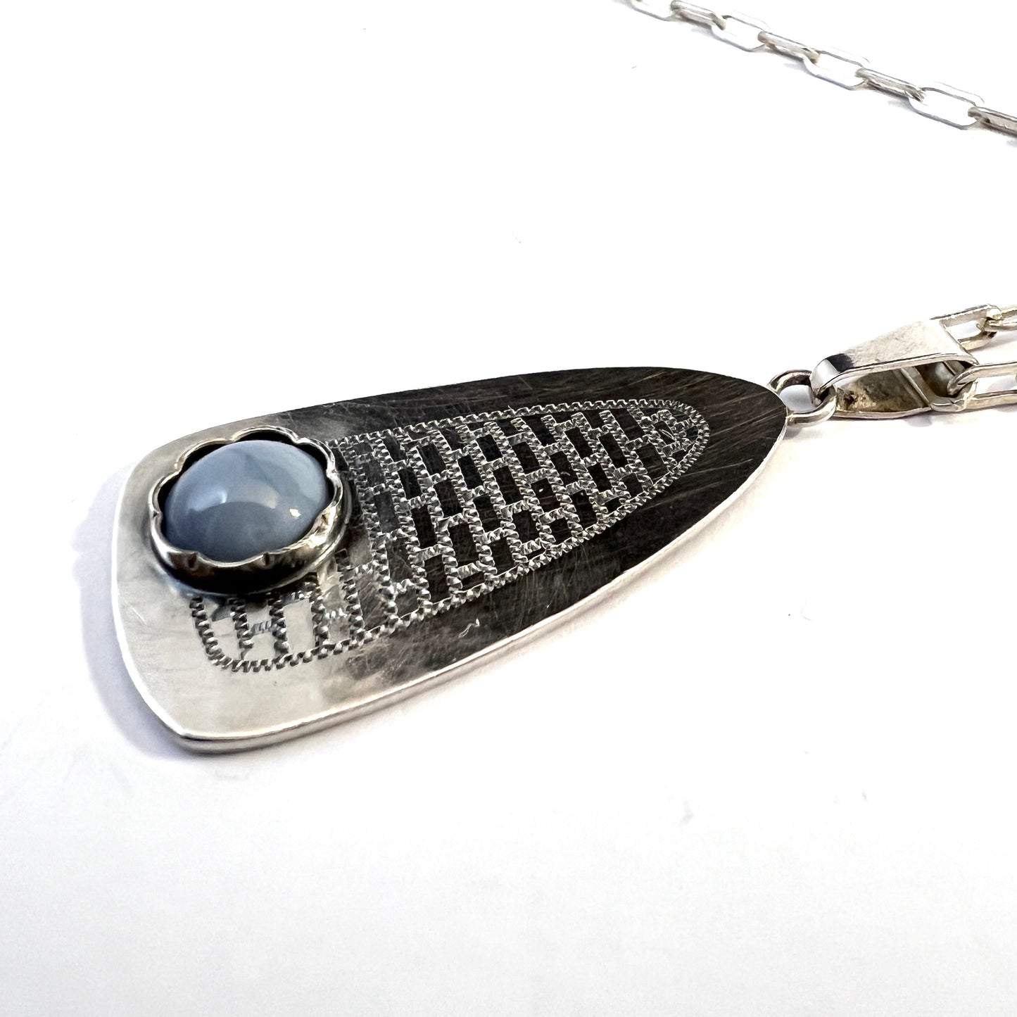 Gustaf Asp, Sweden 1961. Vintage Solid Silver Bergslagen-stone Pendant Necklace.