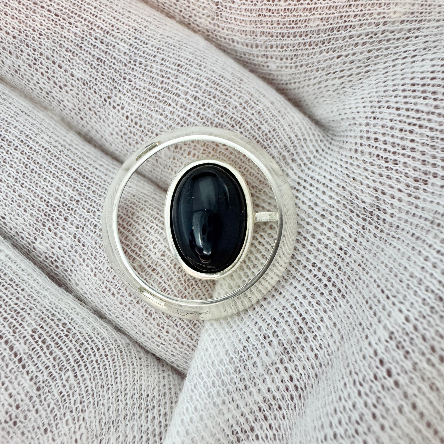 Martti Viikinniemi, Finland 1965. Vintage Solid Silver Obsidian Pendant.