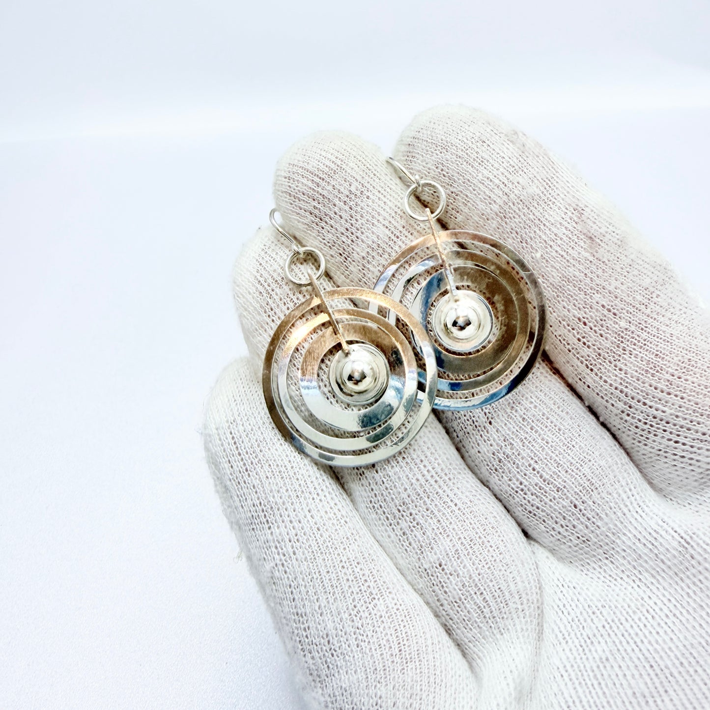 Tapio Wirkkala for Kultakeskus, Finland. Vintage Sterling Silver Earrings. Silver Moon