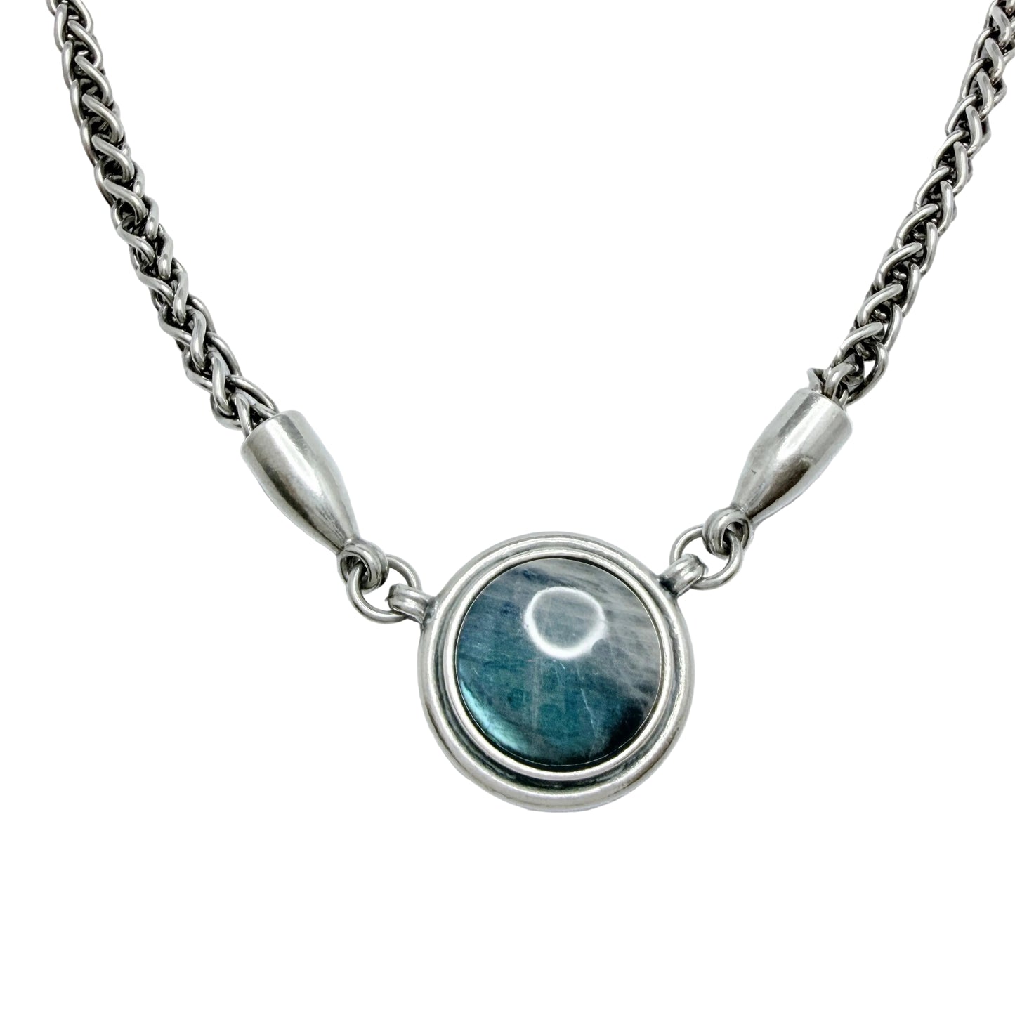 Kalevala Koru, Finland. Vintage Sterling Silver Spectrolite Pendant Necklace.