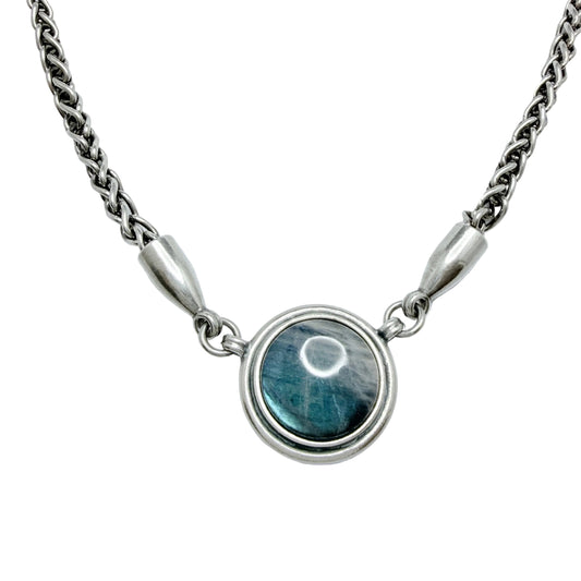Kalevala Koru, Finland. Vintage Sterling Silver Spectrolite Pendant Necklace.