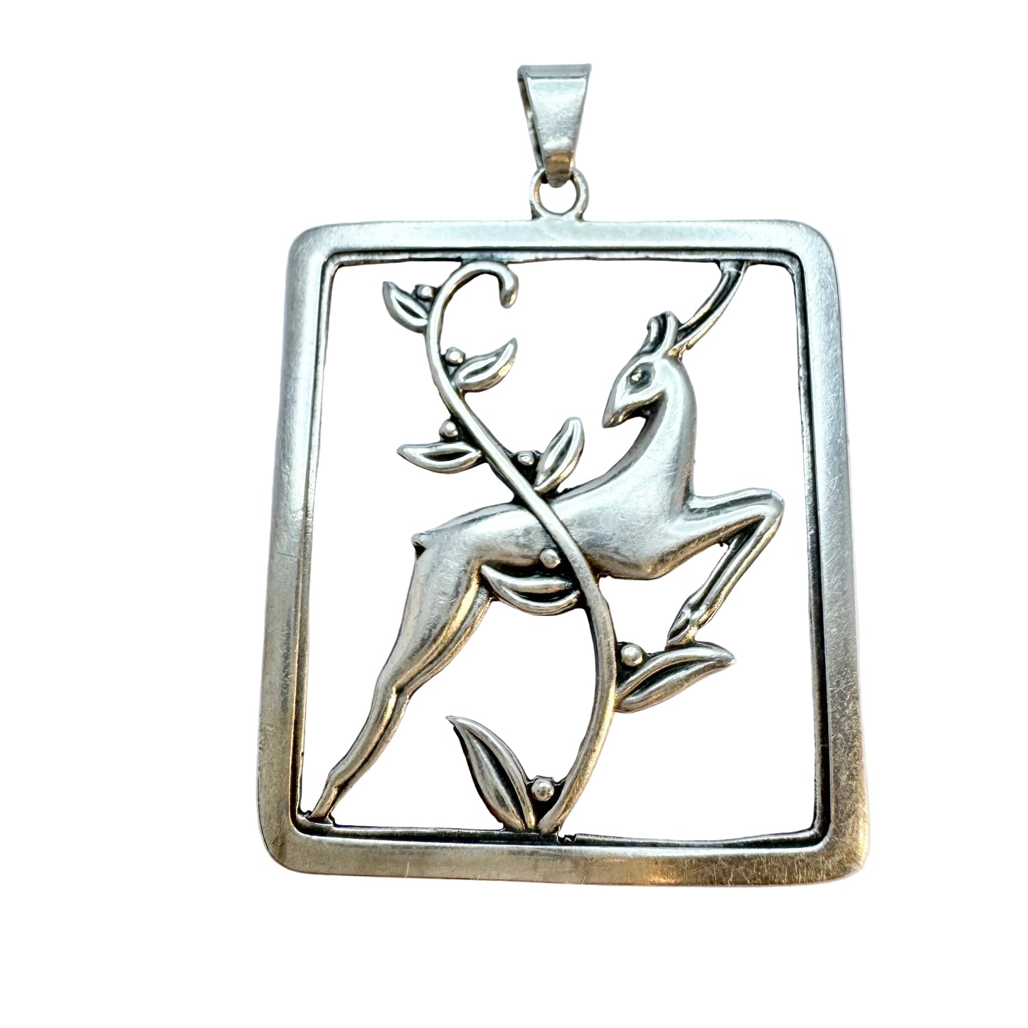 Sweden 1940s. Vintage Sterling Silver Deer Pendant.
