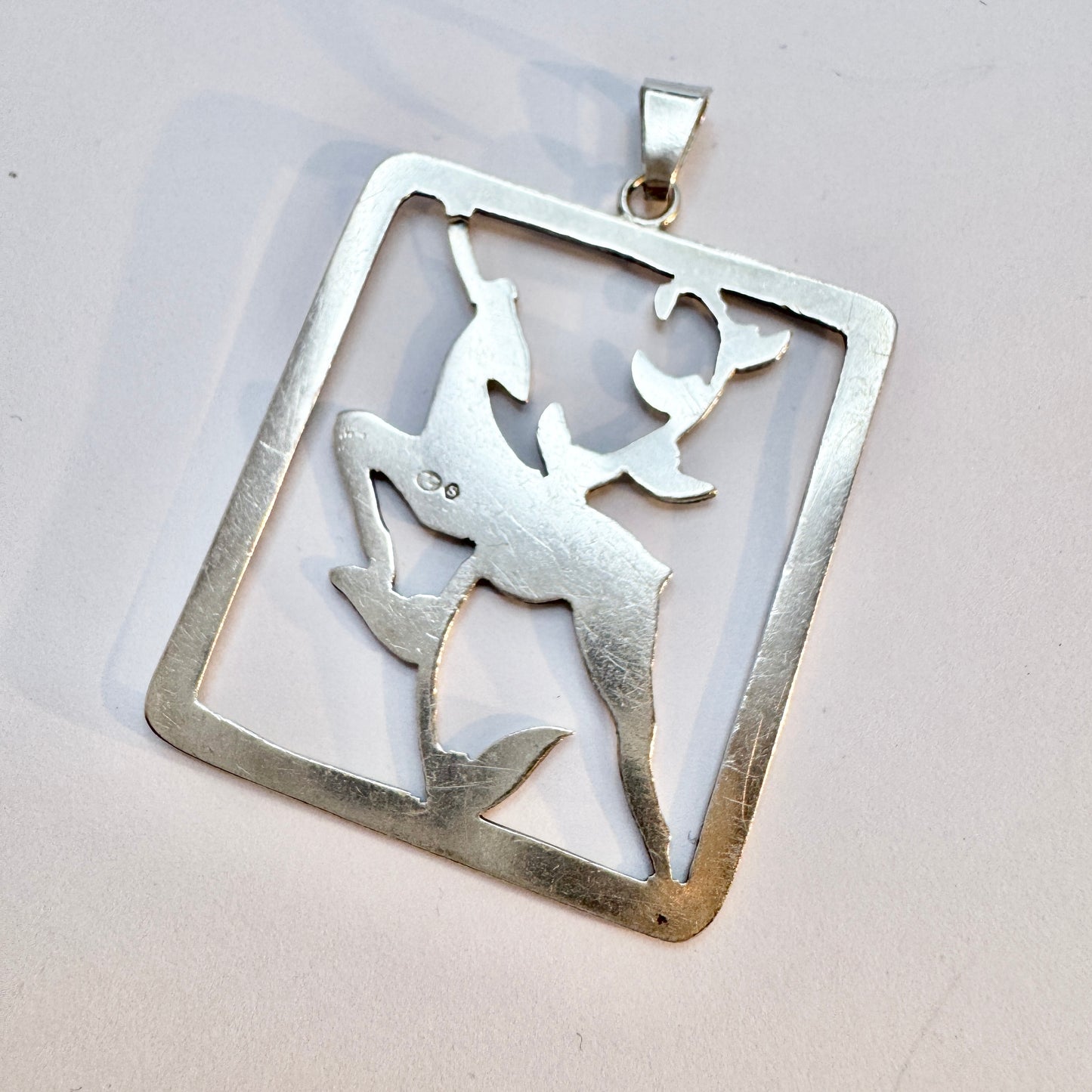Sweden 1940s. Vintage Sterling Silver Deer Pendant.
