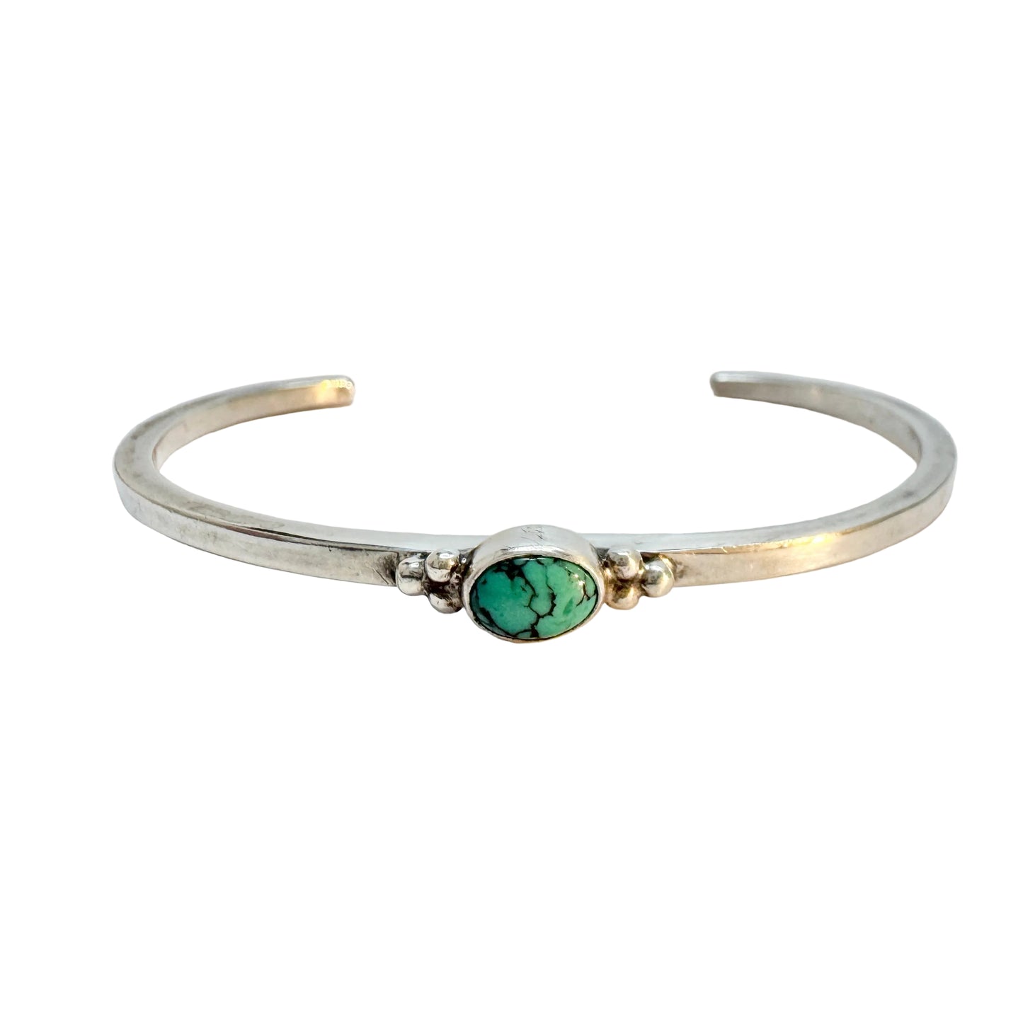 Vintage Native American Sterling Silver Turquoise Cuff Bangle Bracelet.