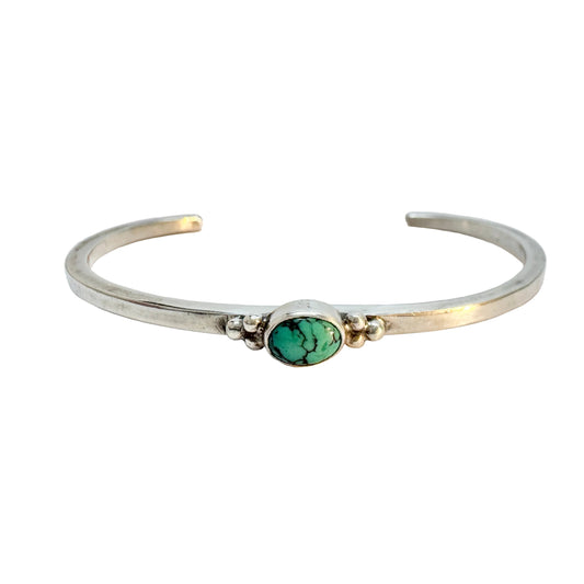Vintage Native American Sterling Silver Turquoise Cuff Bangle Bracelet.