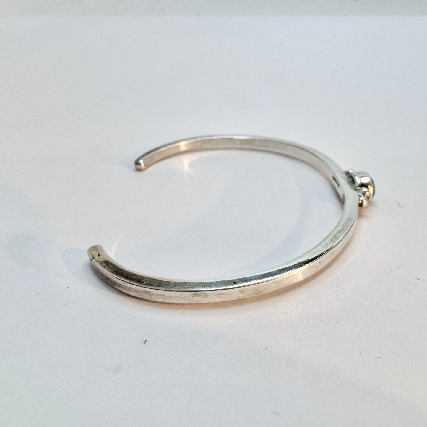 Vintage Native American Sterling Silver Turquoise Cuff Bangle Bracelet.