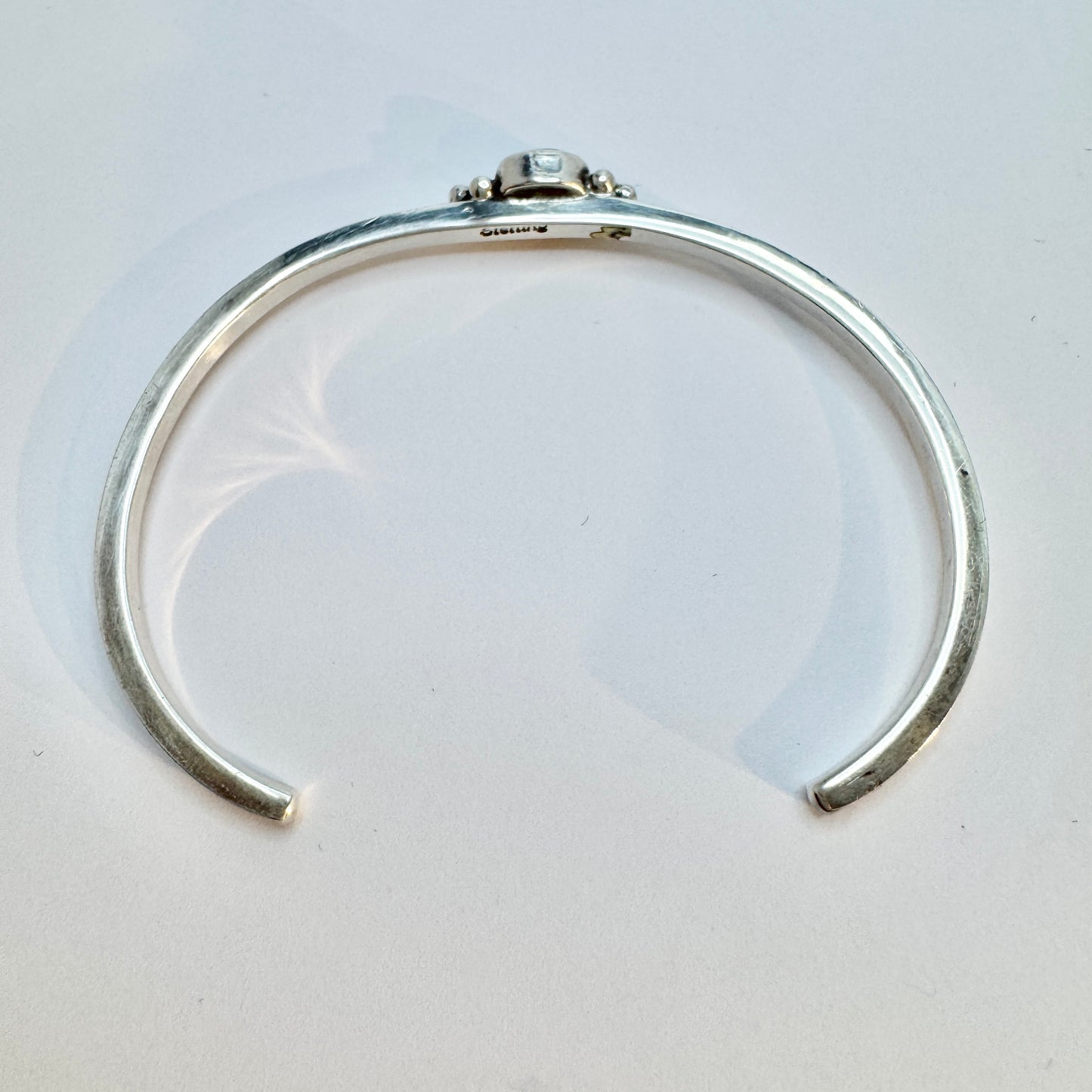 Vintage Native American Sterling Silver Turquoise Cuff Bangle Bracelet.