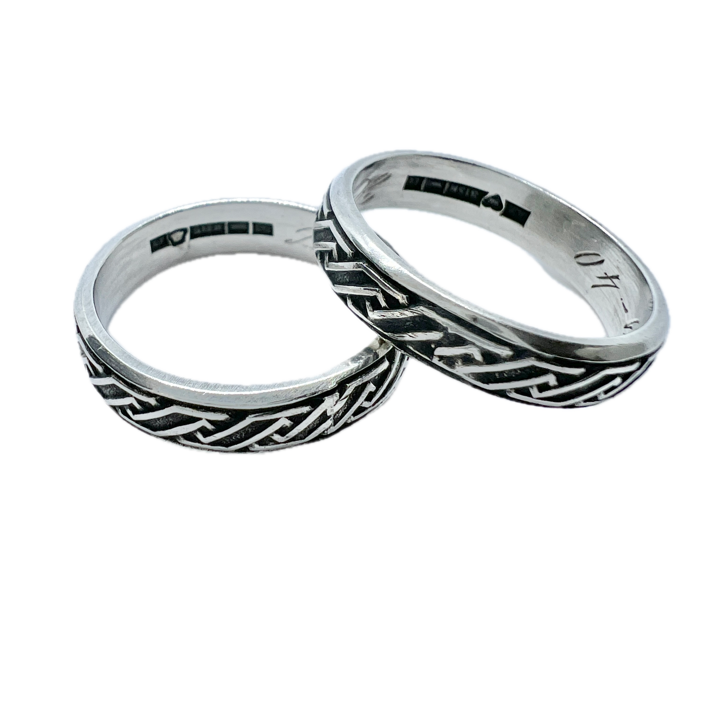A.Taivainen, Finland 1940. Rare War-Time Pair of Solid Silver Wedding Band Rings.