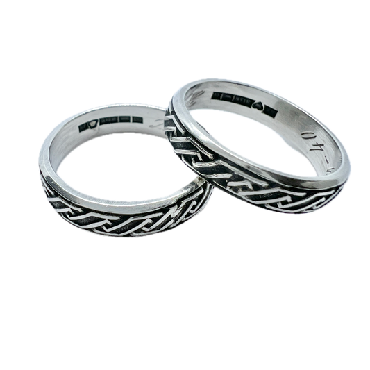 A.Taivainen, Finland 1940. Rare War-Time Pair of Solid Silver Wedding Band Rings.