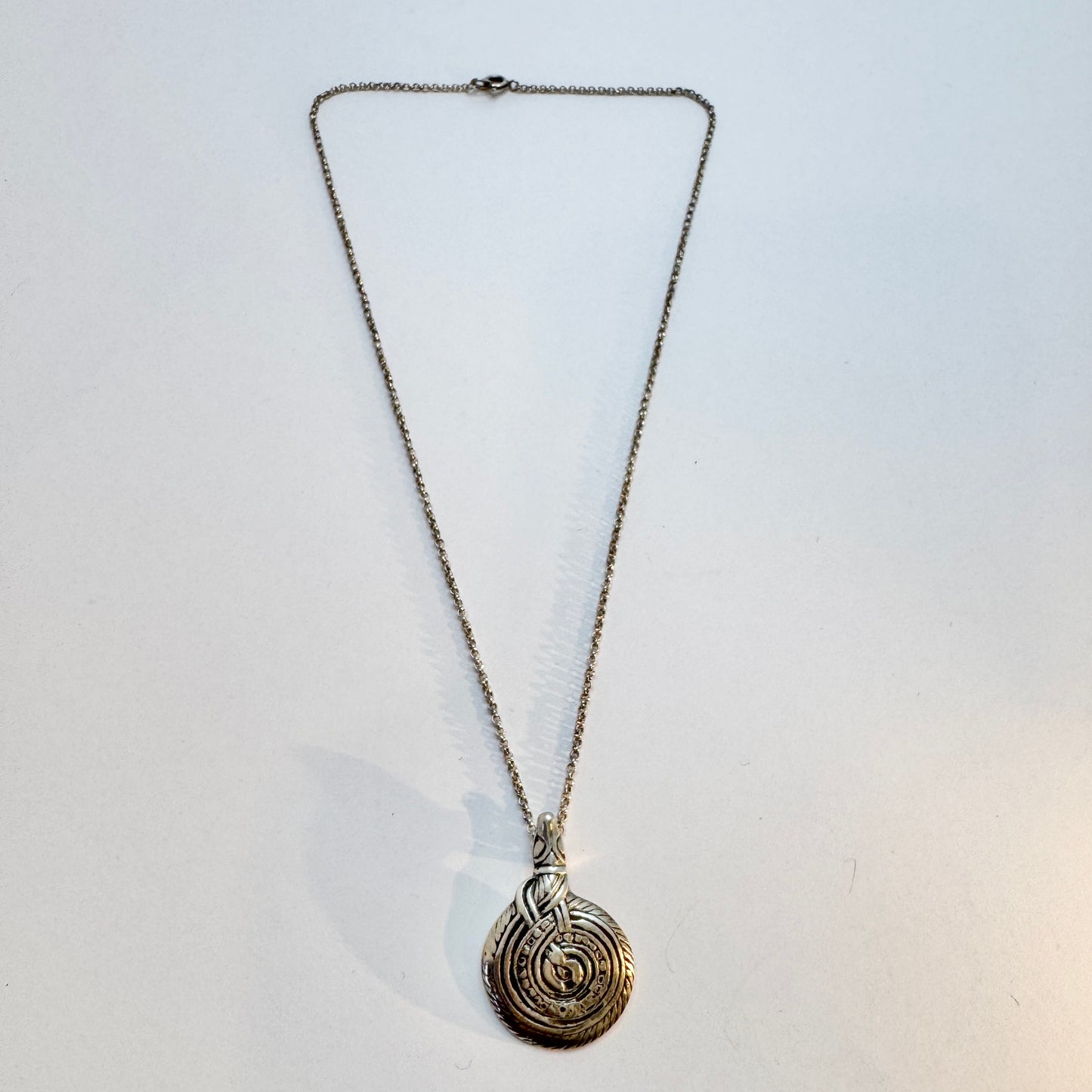 Sweden 1965. Vintage Viking Copy Snake Pendant Solid Silver Necklace.