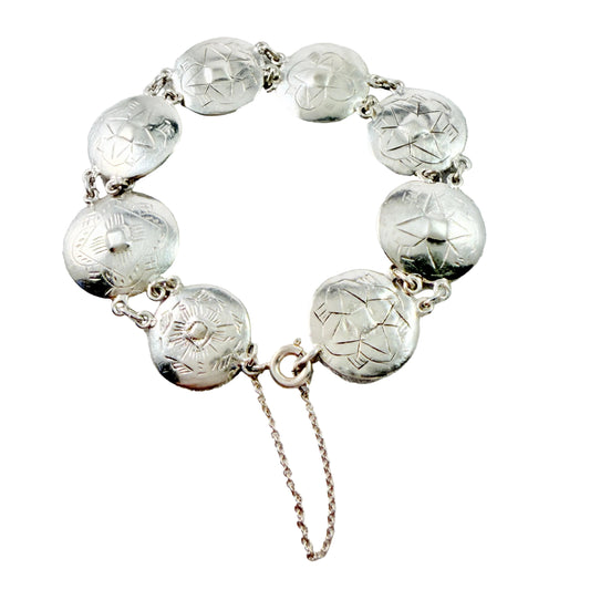 Sweden. Antique ca 1830s Silver Button Bracelet.