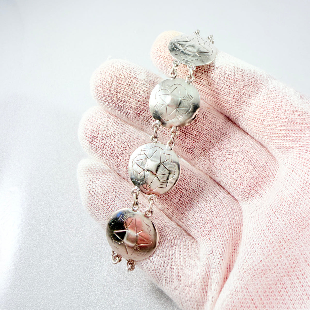 Sweden. Antique ca 1830s Silver Button Bracelet.