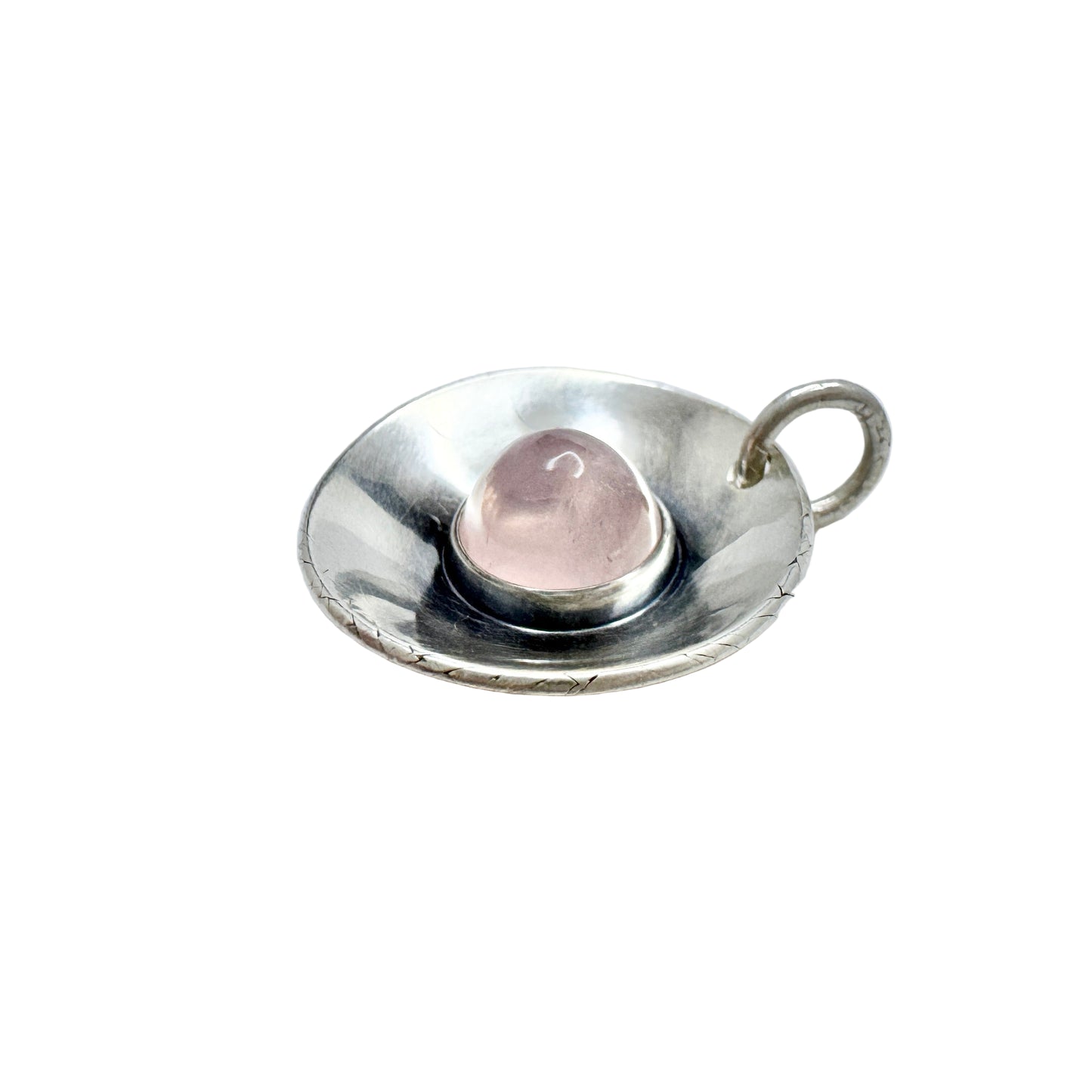 Elis Kauppi, Kupittaan Kulta. Finland 1963. Vintage Solid Silver Rose Quartz Pendant.
