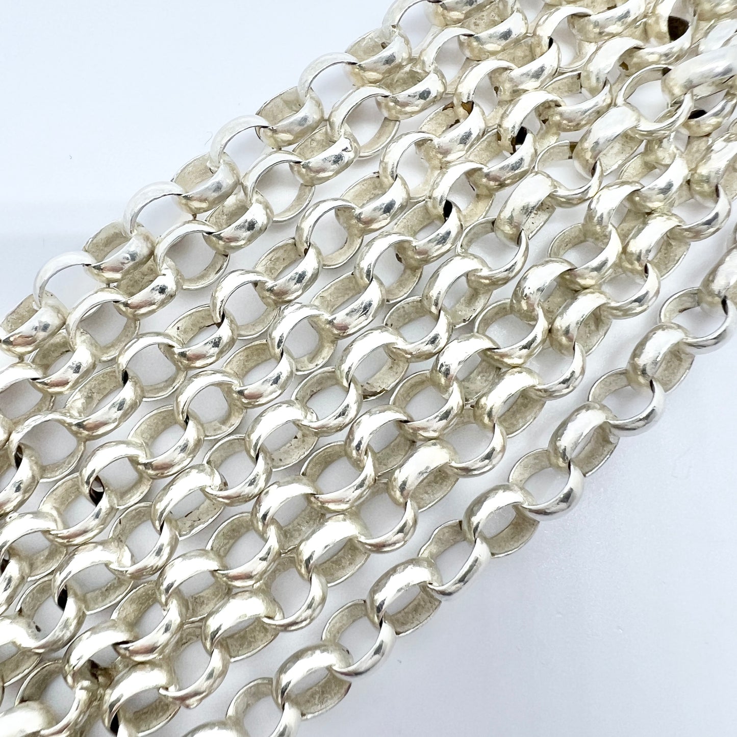 Antique Solid Silver 55 inch Longuard Chain Necklace.