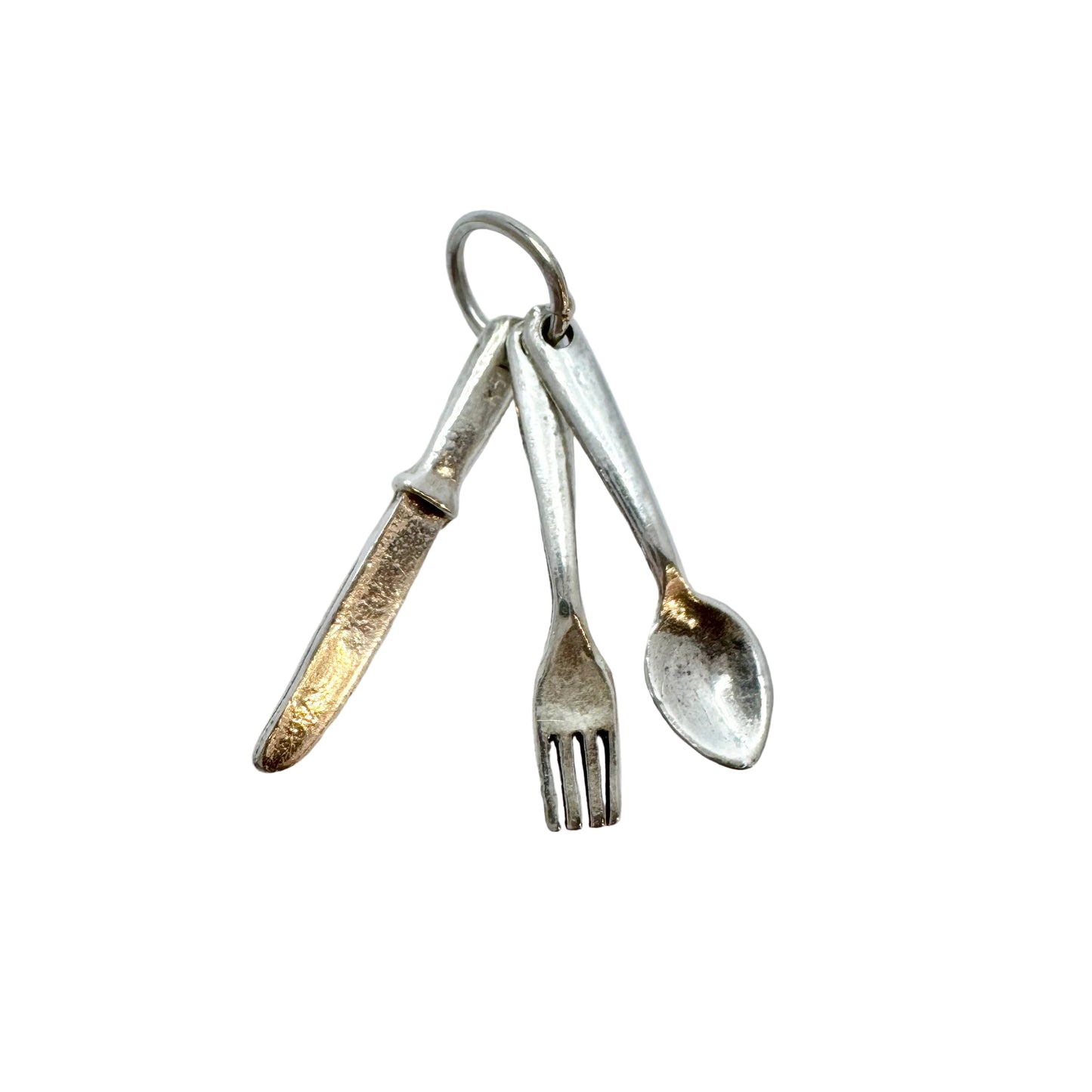 Vintage Solid Silver Knife Spoon Fork Cutlery Pendant.