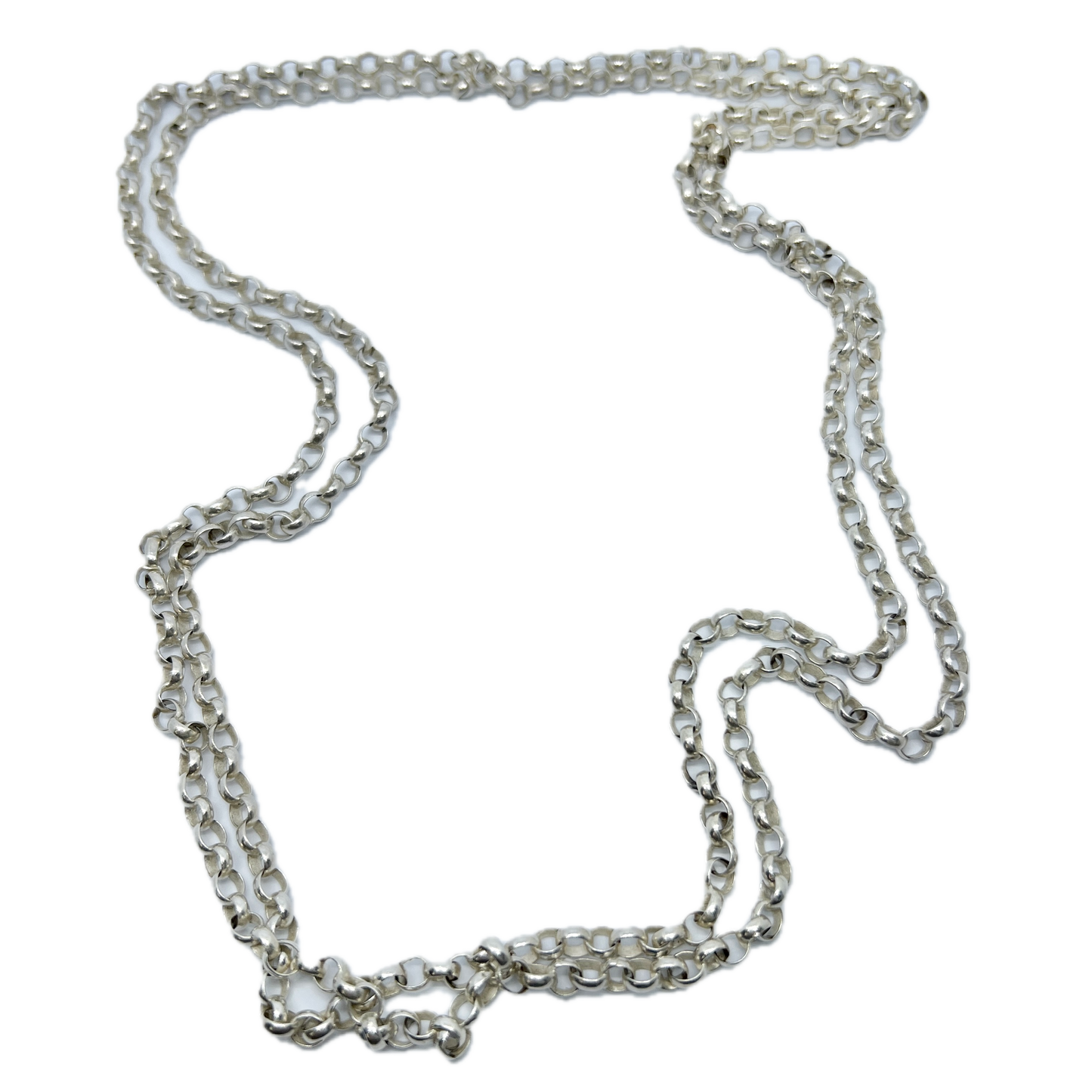 Antique Solid Silver 55 inch Longuard Chain Necklace.