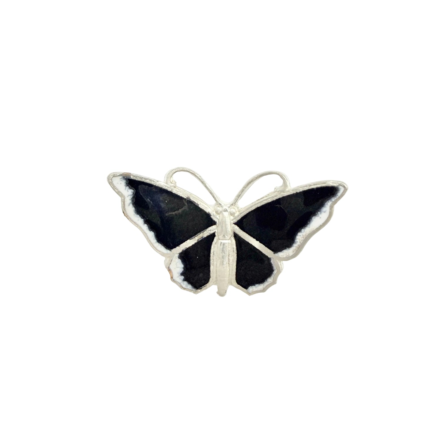 Vintage Sterling Silver Enamel Butterfly Brooch