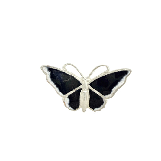 Vintage Sterling Silver Enamel Butterfly Brooch