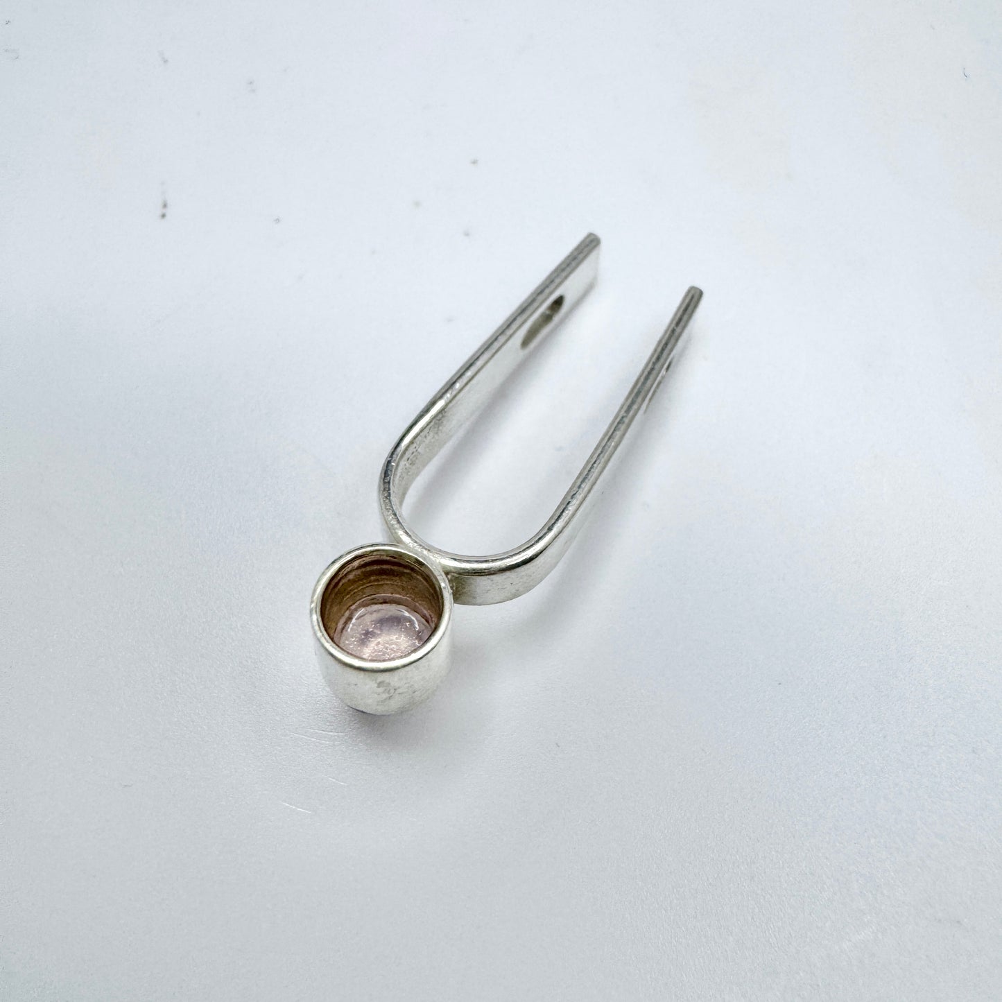 Elis Kauppi, Kupittaan Kulta Finland 1960. Vintage Solid Silver Rose Quartz Pendant.