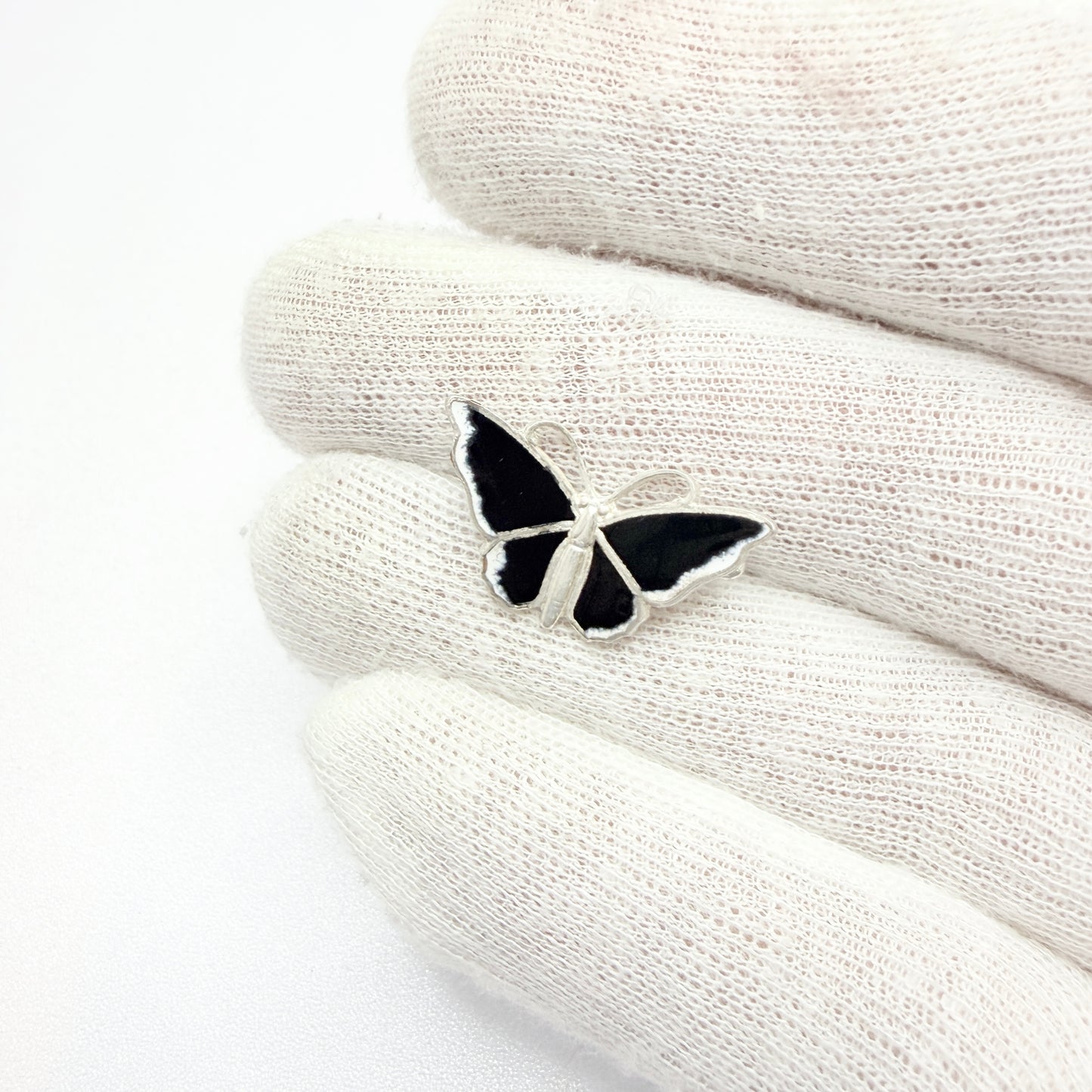 Vintage Sterling Silver Enamel Butterfly Brooch
