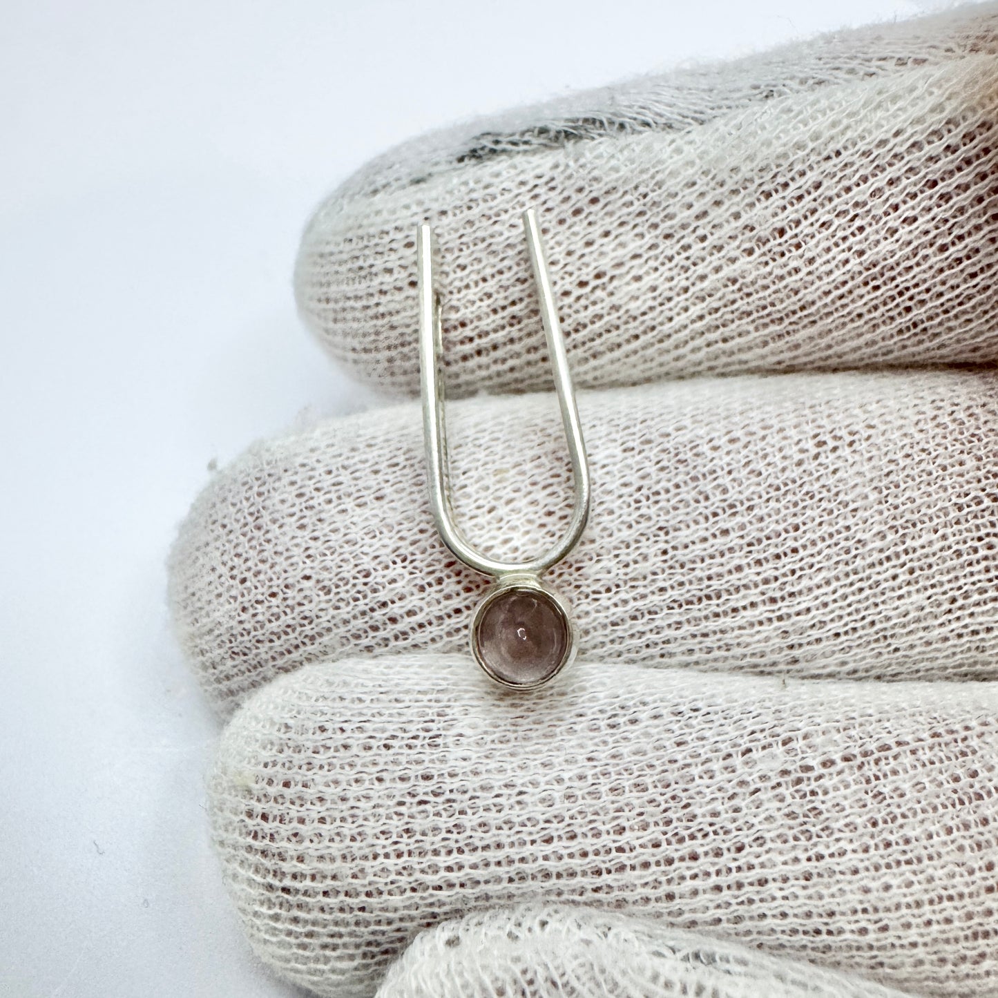 Elis Kauppi, Kupittaan Kulta Finland 1960. Vintage Solid Silver Rose Quartz Pendant.