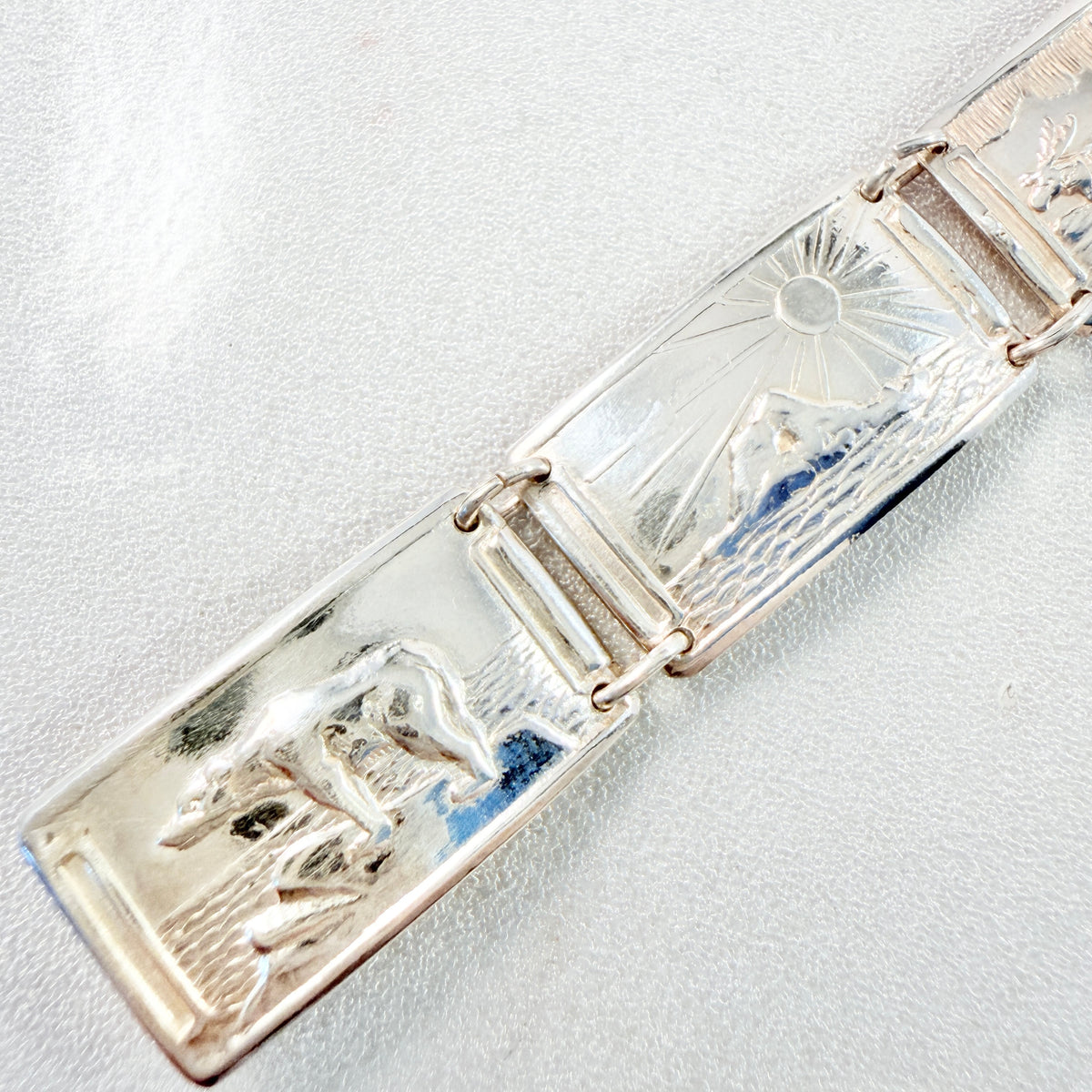 Norway ca 1950s. Vintage Solid Silver Panel Bracelet.