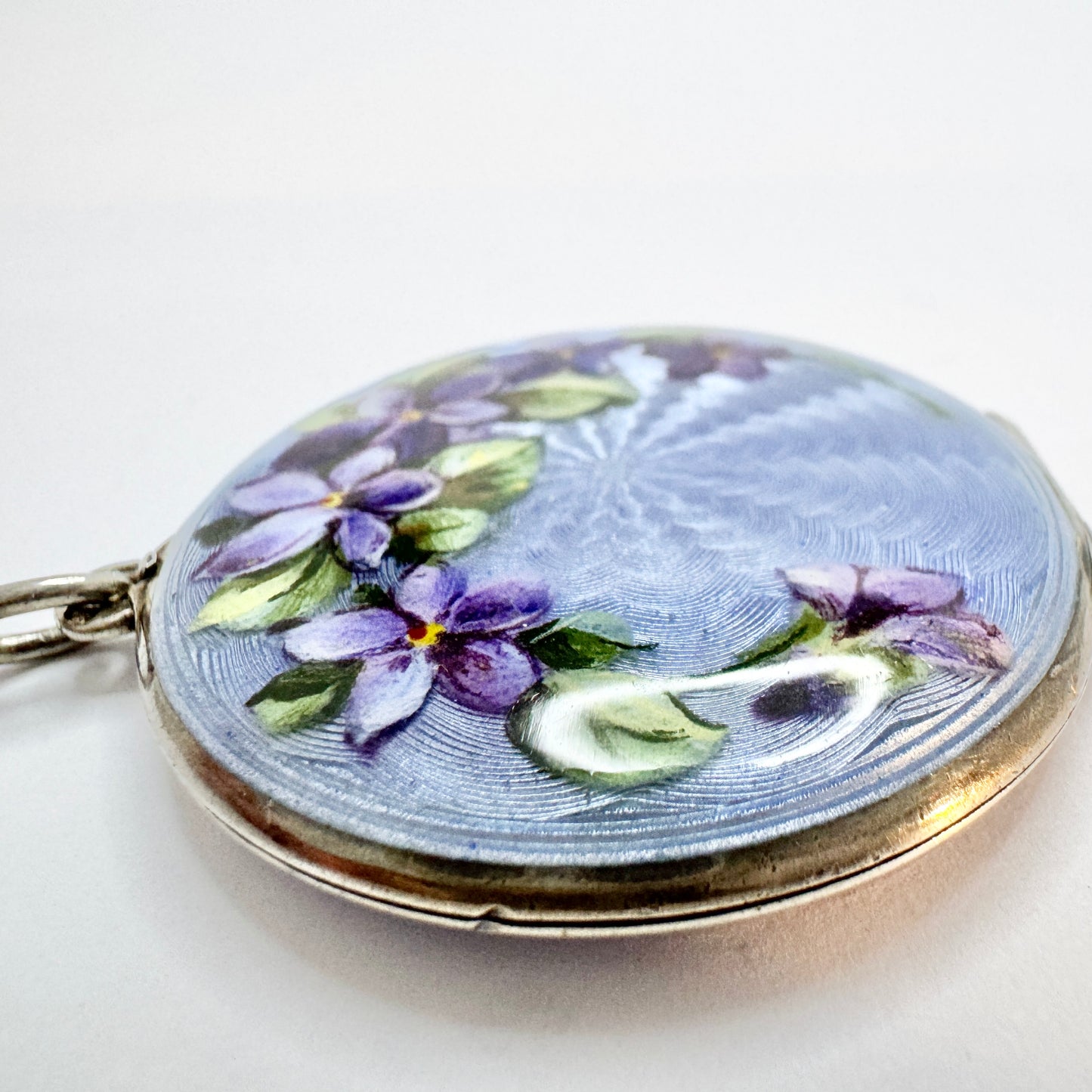 Early 1900s. Sterling Silver Enamel Locket Pendant.