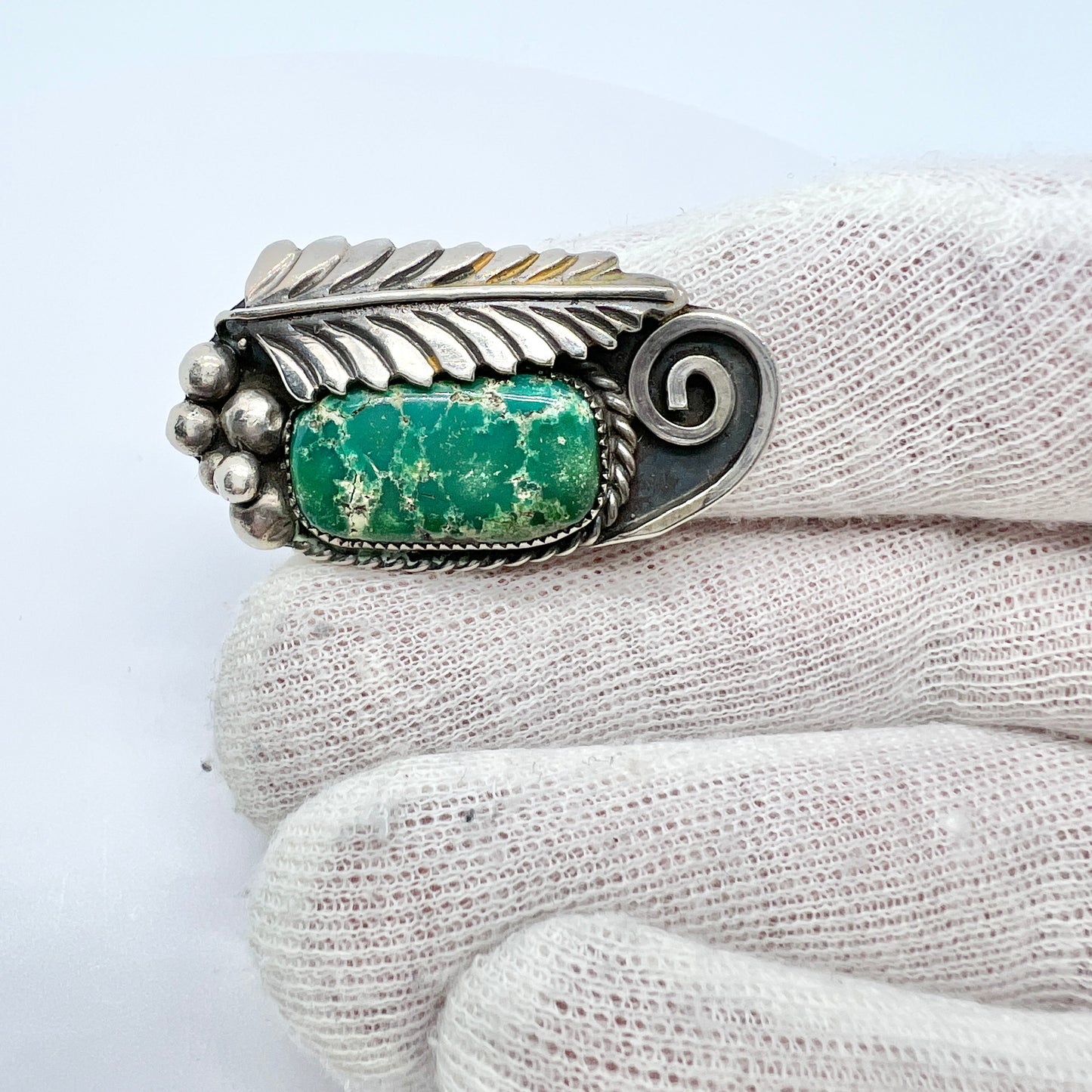 Vintage Native American Sterling Silver Chrysocolla Ring.