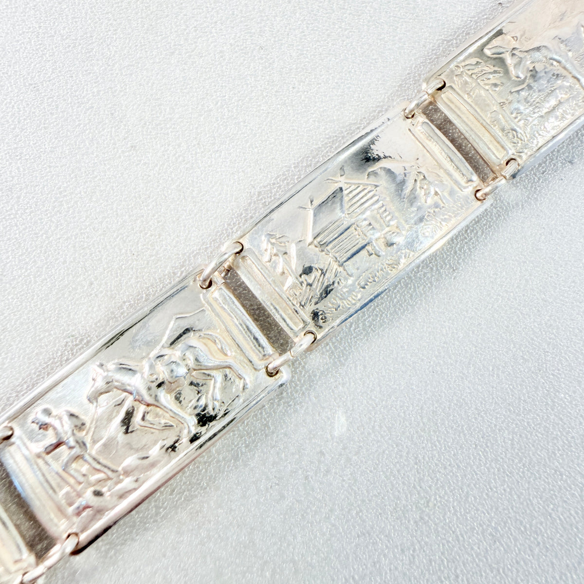 Norway ca 1950s. Vintage Solid Silver Panel Bracelet.