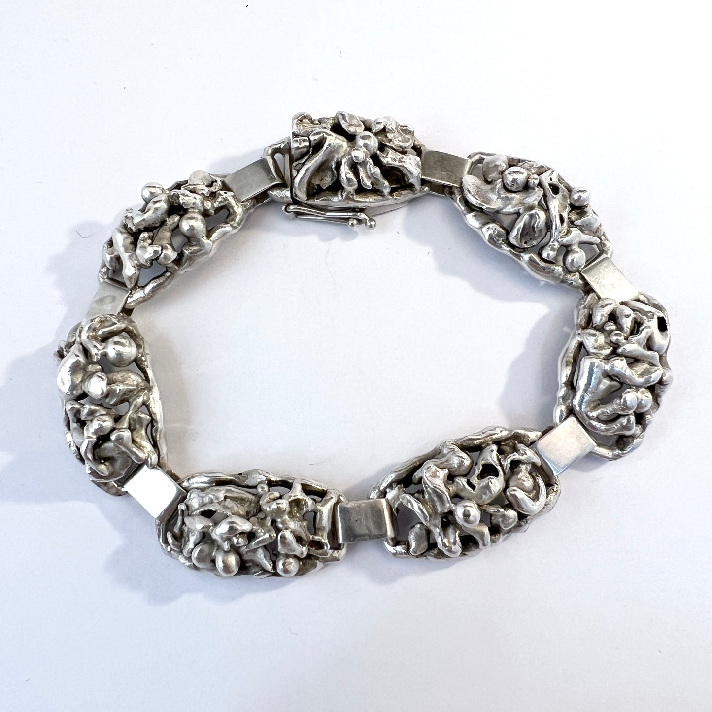 Aage Weimar, Copenhagen Denmark 1940-50s Solid Silver Bracelet.